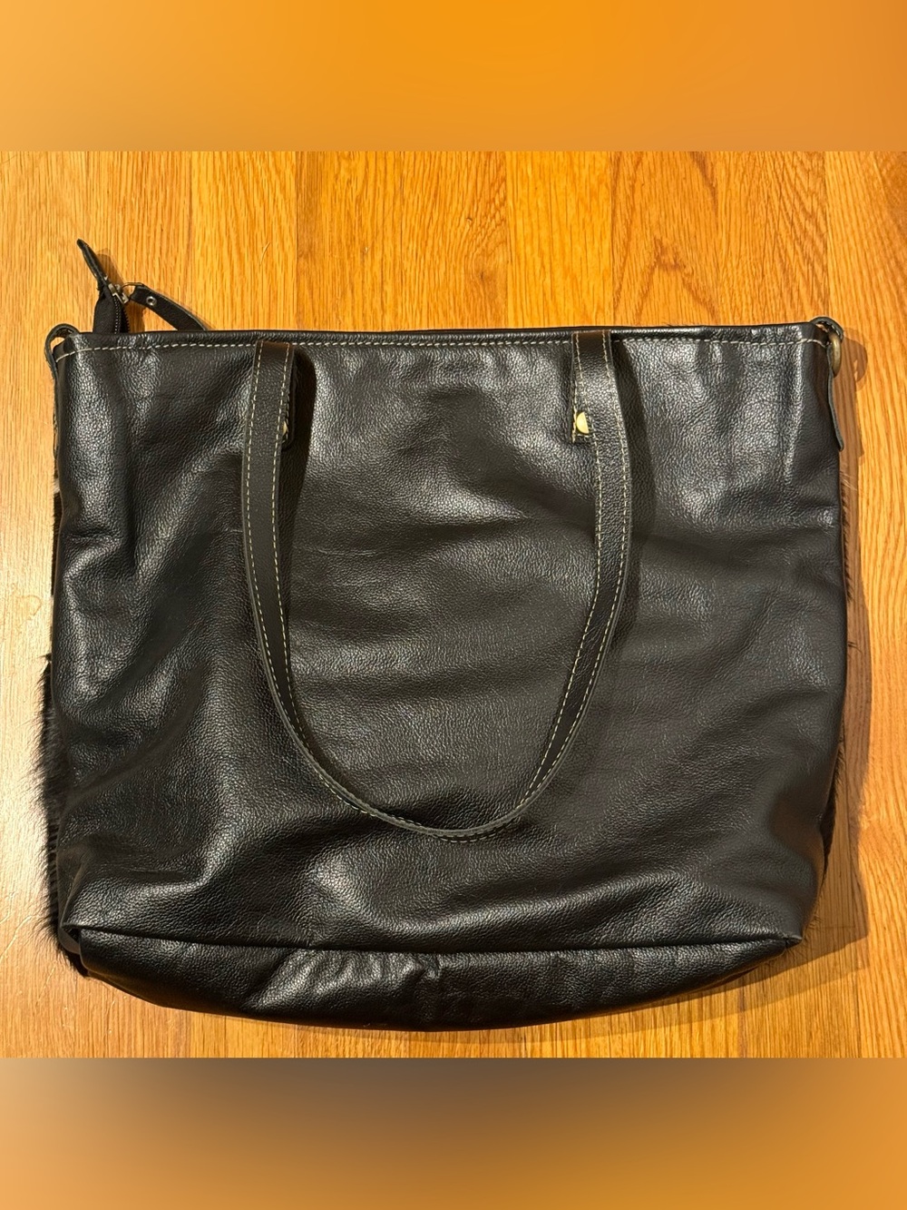 Myra Bag Black & White Cowhide Patchwork Tote Bag - Picture 3 of 12